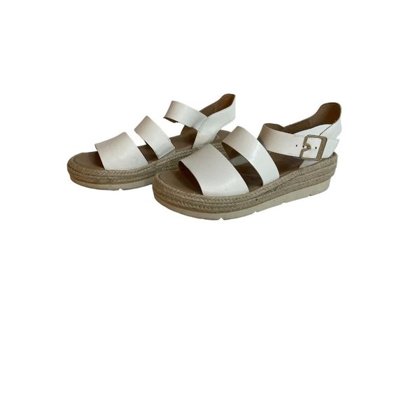 Dr. Scholl Women 9.5M Once Twice White Faux Leather Platform Espadrille Sandal - Picture 2 of 12